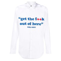 Áo Sơ Mi Dài Tay Dsquared2 White Slogan Printed Buttoned Shirt S71DM0598 S36275 100 Màu Trắng Size 46