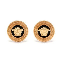 Khuyên Tai Versace Medusa Botton Earrings 10053321A006384J120 Màu Vàng Đen