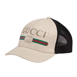 Mũ Gucci Print Leather Baseball Hat Size S