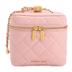Túi Đeo Chéo Nữ Charles & Keith CNK Nezu Quilted Boxy Bag Light Pink CK2-80271114 Màu Hồng