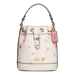 Túi Đeo Chéo Coach Dempsey Drawstring Bucket Bag 15 With Shooting Star Print CF165 Màu Trắng