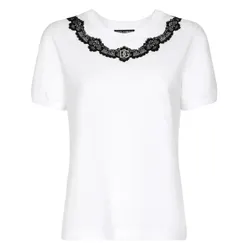 Áo Phông Dolce & Gabbana D&G White Logo With Lace Insert F8T00Z G7H1Z W0800 Màu Trắng Size 42