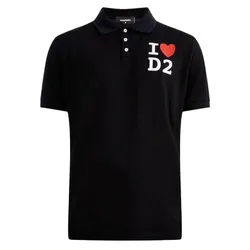 Áo Polo Dsquared2 Logo-print Cotton S74GL0044 Màu Đen Size M