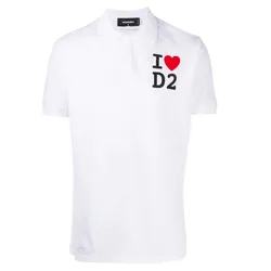 Áo Polo Nam Dsquared2 Logo-print Cotton S74GL0044 Màu Trắng Size M