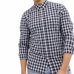 Áo Sơ Mi Lacoste Blue Regular Fit CH5804 YZQ Màu Kẻ Xanh Đậm Size M
