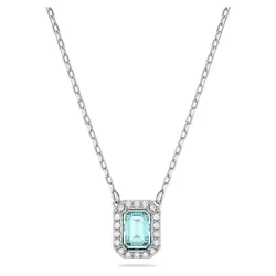 Dây Chuyền Nữ Swarovski Millenia Necklace Octagon Cut, Green, Rhodium Plated 5640289 Màu Xanh Bạc
