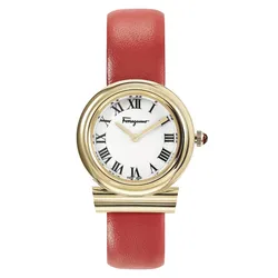 Đồng Hồ Nữ Salvatore Ferragamo Gancini Leather Watch SFMV00222 Màu Đỏ 28mm