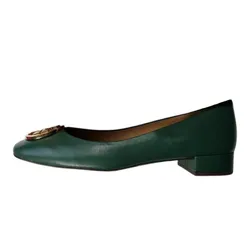 Giày Cao Gót Tory Burch Benton Ballet Nappa Leather Flats 64086 Màu Xanh Green Size 36.5