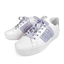 Giày Thể Thao Nữ Michael Kors MK Poppy Stripe Lace Up Nappa Faux Leather Màu Tím Size 36