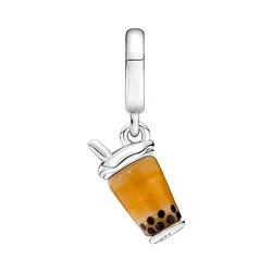 Hạt Vòng Charm Pandora Murano Glass Bubble Tea Dangle Charm 791685c01 Màu Bạc