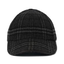 Mũ Burberry Checked Wool And Cashmere Baseball Cap In Charcoal Màu Đen