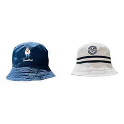 Mũ WHOAU Bucket Club Steve Bear Hai Mặt Màu Xanh Trắng