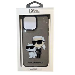 Ốp Điên Thoại Karl Lagerfeld ML Glitter Karl And Choupett iphone 14 Pro Màu Xám