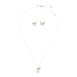 Set Dây Chuyền + Khuyên Tai Kate Spade All Tied Up Pendant And Studs Set - Boxed KA240 Màu Bạc
