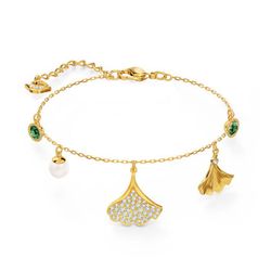vong-deo-tay-swarovski-stunning-ginko-bracelet-green-gold-tone-plated-mau-vang