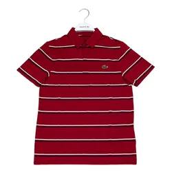 Áo Polo Lacoste Men's Golf Cotton Màu Kẻ Đỏ Size S