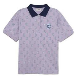 Áo Polo MLB Classic Monogram Full Board Pattern Karati Boston Red Sox 3FPQM0233-43LDL Màu Tím Size M