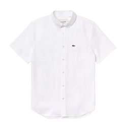 Áo Sơ Mi Cộc Tay Nam Lacoste Men's Regular Fit Cotton Shirt CH0219 001 Màu Trắng Size 37