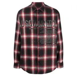 Áo Sơ Mi Dsquared2 Checked Logo Printed S74DM0647 S54782 001 Phối Màu Size 46