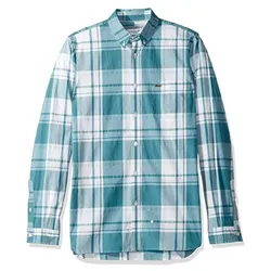 Áo Sơ Mi Lacoste Slim Fit CH5142 6UW Màu Xanh Kẻ Trắng Size L