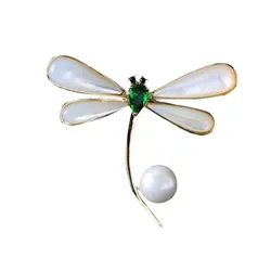 Cài Áo Meri Dragon Fly Ngọc Trai Sang Trọng BR450 Màu Bạc