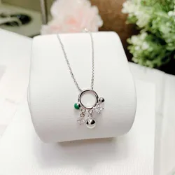 Dây Chuyền Sunlight Mặt Tròn Đính Đá Màu Bạc