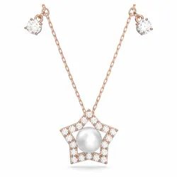 Dây Chuyền Nữ Swarovski Stella Necklace Crystal Pearls, Star, White, Rose Gold-Tone Plated 5645382 Màu Vàng Hồng