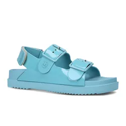 Dép Sandal Gucci Isla Buckled Rubber Sandals Màu Xanh Blue