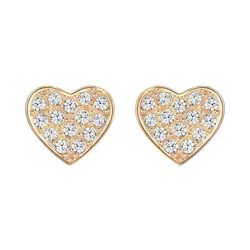 Khuyên Tai Swarovski Rose Gold Pave Crystal Heart Earring 5274222 Màu Vàng Hồng