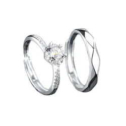 Nhẫn Đôi LiLi Jewelry Đính Kim Cương Moissanite Theophilus LILI_672438 Màu Bạc