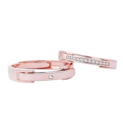 Nhẫn Đôi LiLi Jewelry Đóng Mở - Lock Secret Đính Đá Cz Lili_286417 Màu Vàng Hồng