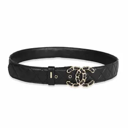 Thắt Lưng Chanel Gold Chain & Black Quilted Leather CC Belt AA6684 B02579 94305 Màu Đen Size 75