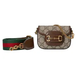 Túi Đeo Chéo Gucci Horsebit 1955 Strap Wallet Màu Nâu Xám