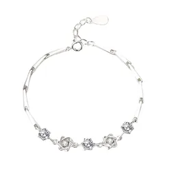 Vòng Đeo Tay Lili Jewelry Đính Đá CZ Ngôi Sao 6 Cánh Edgar LILI_053202 Màu Bạc