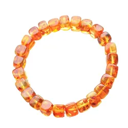 Vòng Đeo Tay LiLi Jewelry Hổ Phách Tự Nhiên Dạng Khối LILI_449158 Màu Vàng Lửa