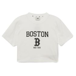 Áo Croptop Nữ MLB Varsity Crop Boston Red Sox 3FTSV0333-43WHS Tshirt Màu Trắng Size S