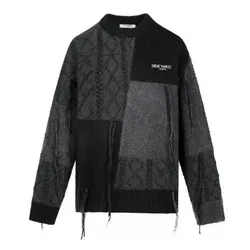 Áo Len 13 De Marzo Patchwork Tassels Sweater Black FR-JX-414 Màu Đen Size S