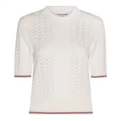 Áo Thun Nữ Thom Browne Pointelle Knitted Tshirt Màu Trắng Size 40