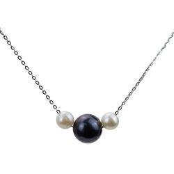 Dây Chuyền Minh Hà Pearl Jewelry Xuyên Ngọc 3 Viên Màu Đen Trắng