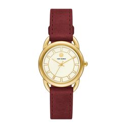 Đồng Hồ Nữ Tory Burch Ravello Watch, Leather/Gold-Tone TBW7211 Màu Đỏ Vàng
