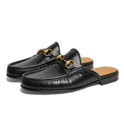 Giày Sục Gucci Horsebit Leather Slipper Loafers Màu Đen Size 5