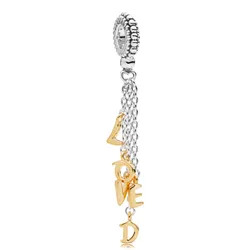 Hạt Vòng Charm Pandora 767831 Chained Loved Pandora Shine And Silver Dangle Màu Vàng Bạc