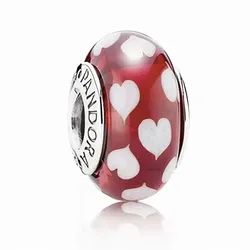 Hạt Vòng Charm Pandora Red Glass Wheel Of Hearts Charm 790948 Màu Đỏ