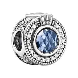 Hạt Vòng Charm Pandora Sparkling Blue O Crown 799058C01 Màu Bạc Xanh