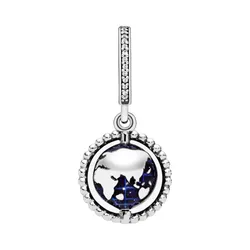 Hạt Vòng Charm Pandora Spinning Globe Dangle 798021CZ Màu Bạc Xanh