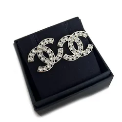 Chanel Classic Light Gold Tone Pearl CC Stud EarringsSOLD  Dandelion  Antiques