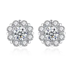 Khuyên Tai Nữ Kya Jewel Kim Cương Moissanite Hoa Mai ME2 Màu Bạc