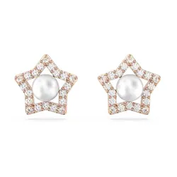 Khuyên Tai Nữ Swarovski Stella Stud Earrings Round Cut, Star, White, Rose Gold-Tone Plated 5645465 Màu Trắng / Vàng Hồng