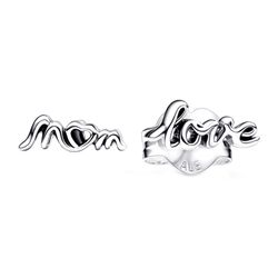Khuyên Tai Pandora Love Mom Stud Earrings 292669C00 Màu Bạc