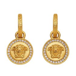 Khuyên Tai Nữ Versace Gold La Medusa Greca Crystal Earrings Màu Vàng